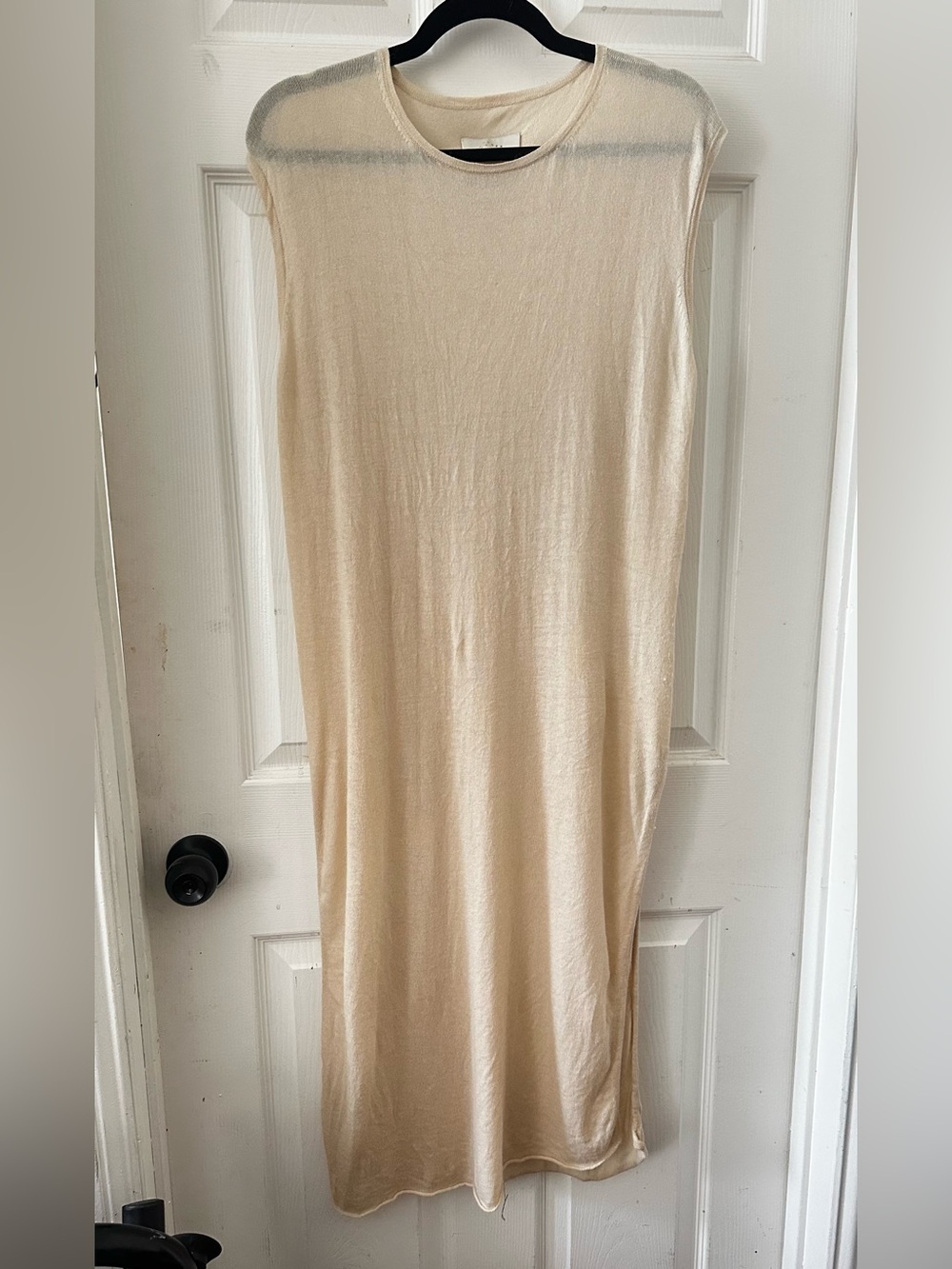 Lauren Manoogian Neutral Cream Sleeveless Tunic Knit Dress Long